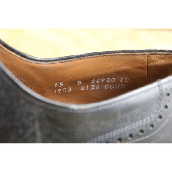 Allen Edmonds Shoes Mens 15 B Chester Black Leather Wingtip Oxford USA - Picture 12 of 12